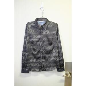 00's Moschino Jeans Text Script Long Sleeve Button-Up